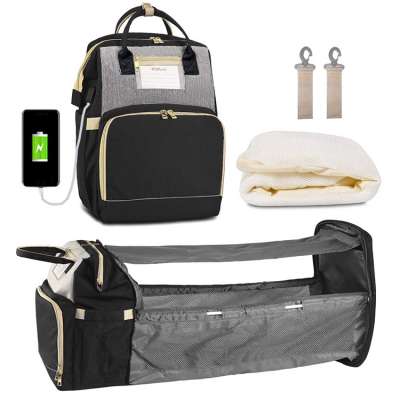 Large Capacity Baby Bags Multifunctional Mummy and Bed With USB Charging Port